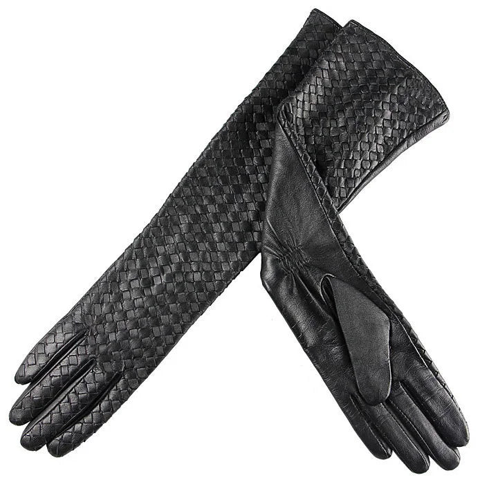 Women’s Winter Genuine Leather Long Gloves - Opera Style