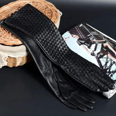 Women’s Winter Genuine Leather Long Gloves - Opera Style