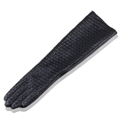 Women’s Winter Genuine Leather Long Gloves - Opera Style