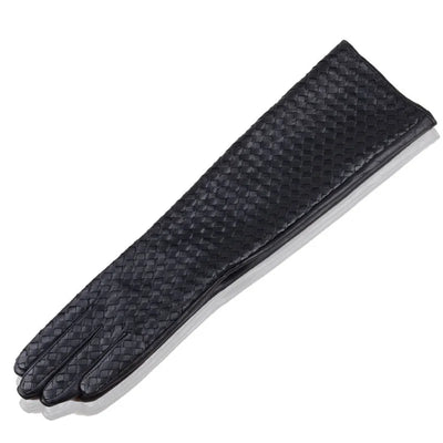 Women’s Winter Genuine Leather Long Gloves - Opera Style
