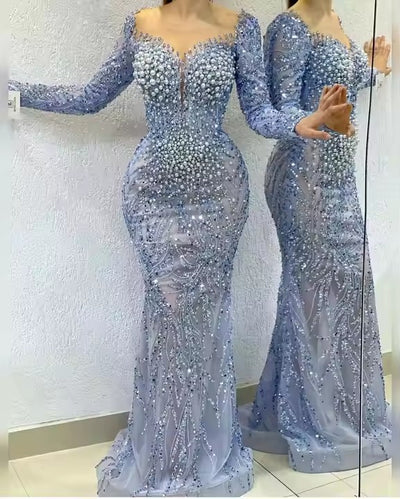 The Safa Luxury Pearl,Sequin Mermaid Gown