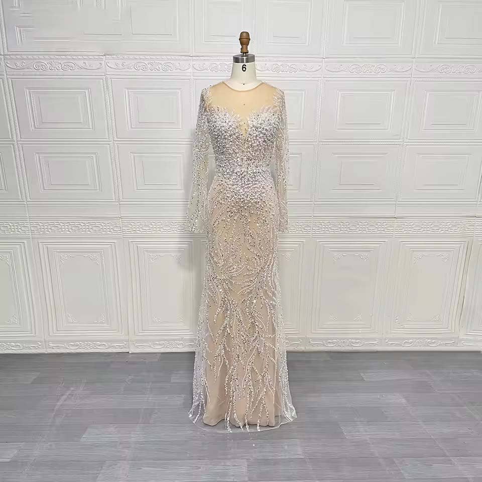 The Safa Luxury Pearl,Sequin Mermaid Gown
