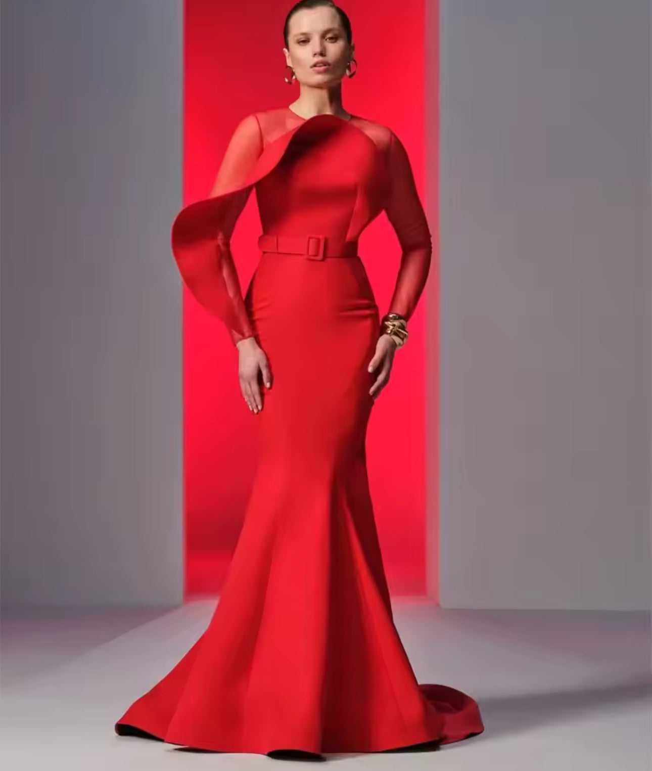 The Christine Red Mermaid Formal Gown