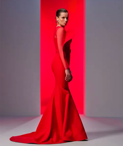 The Christine Red Mermaid Formal Gown
