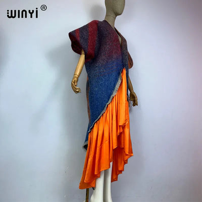 Winter Women’s Luxury Geometric Print Fur Overcoat