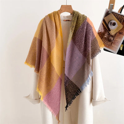 Luxury Fashion Plaid Cashmere Winter Shawl Scarf | Warm Triangle Wraps