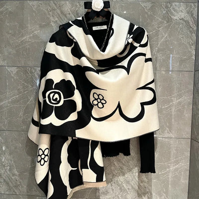 Elegant Floral Acrylic Cashmere Scarf Shawl