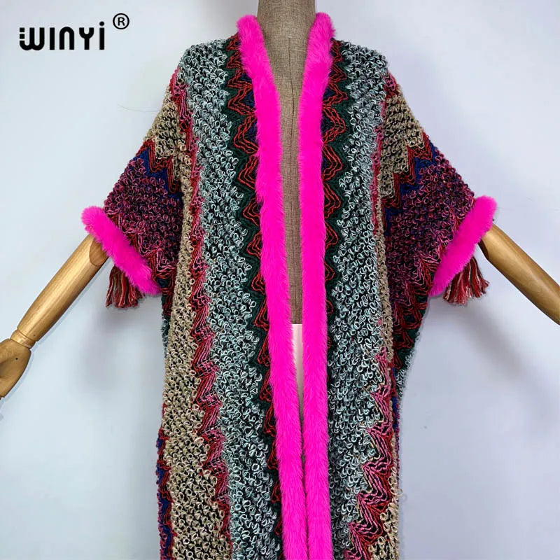 Women's Winter Knitted Tassel Cardigan Coat - Warm, Fashionable, Free Size