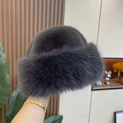 Winter Fluffy Fur Bucket Hat with Ear Protection