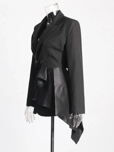 Hollow Out Bowknot Blazer | Women's Notched Collar Tunic