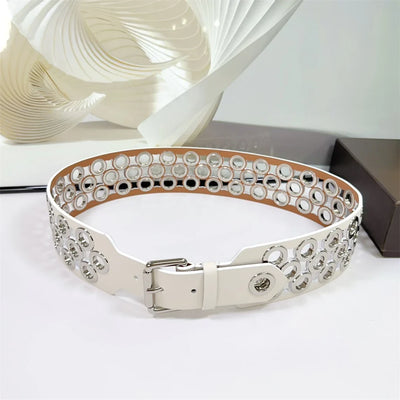 12 CM Wide Hollow Pattern Pin Buckle Waist Belt - Handmade Luxury Accessory