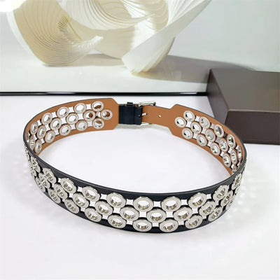 12 CM Wide Hollow Pattern Pin Buckle Waist Belt - Handmade Luxury Accessory