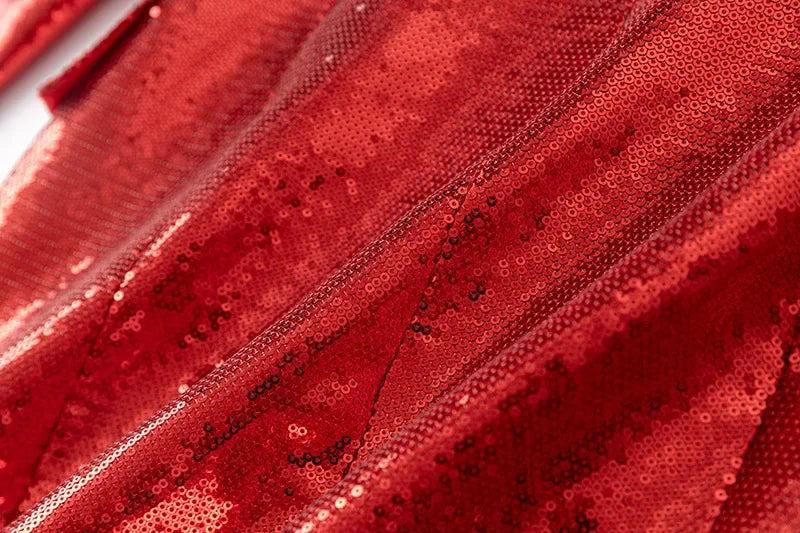 Christmas Red Sequins Two-Piece Suit Top & Shorts
