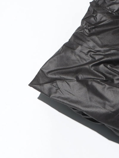 Solid Leather Lace-Up Irregular Parka for Women – V Neck Long Sleeve Winter Coat