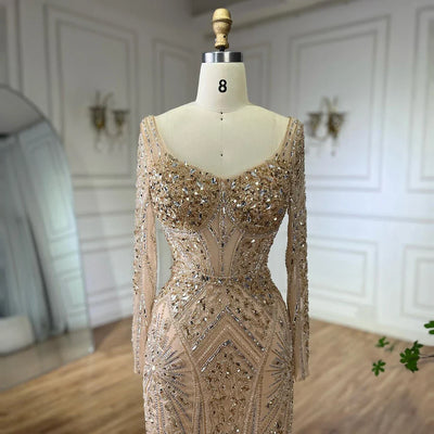 Luxury Pink Mermaid Beaded Evening Dress | Formal Occasion Gown