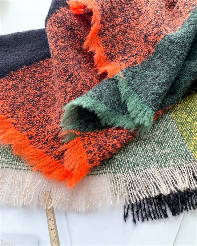 Luxury Fashion Plaid Cashmere Winter Shawl Scarf | Warm Triangle Wraps