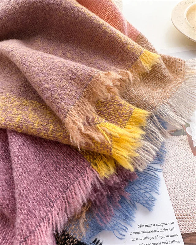 Luxury Fashion Plaid Cashmere Winter Shawl Scarf | Warm Triangle Wraps