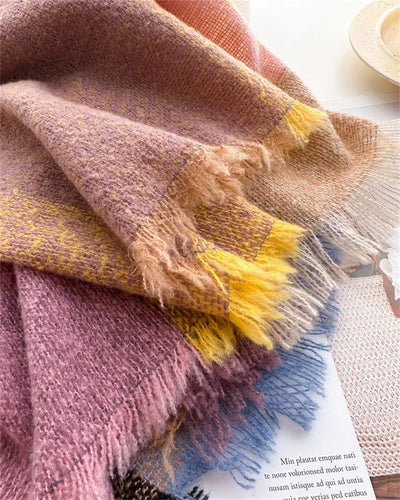 Luxury Fashion Plaid Cashmere Winter Shawl Scarf | Warm Triangle Wraps