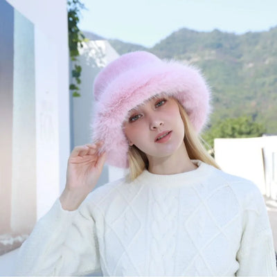 Winter Fluffy Fur Bucket Hat with Ear Protection