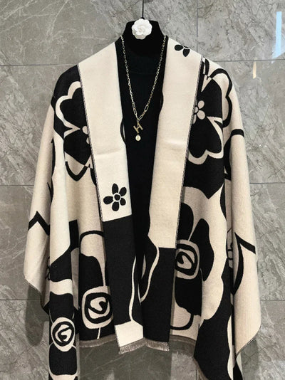 Elegant Floral Acrylic Cashmere Scarf Shawl