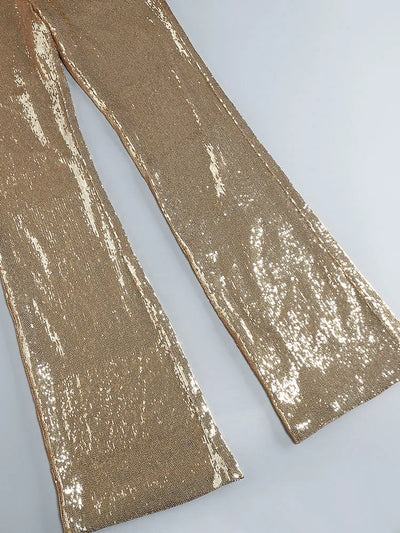 Sexy Sequined V-Neck Backless Jumpsuit for Women