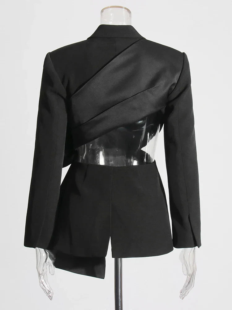 Hollow Out Bowknot Blazer | Women's Notched Collar Tunic