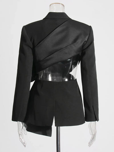 Hollow Out Bowknot Blazer | Women's Notched Collar Tunic