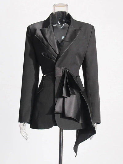 Hollow Out Bowknot Blazer | Women's Notched Collar Tunic