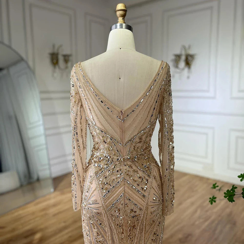 Luxury Pink Mermaid Beaded Evening Dress | Formal Occasion Gown