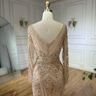Luxury Pink Mermaid Beaded Evening Dress | Formal Occasion Gown