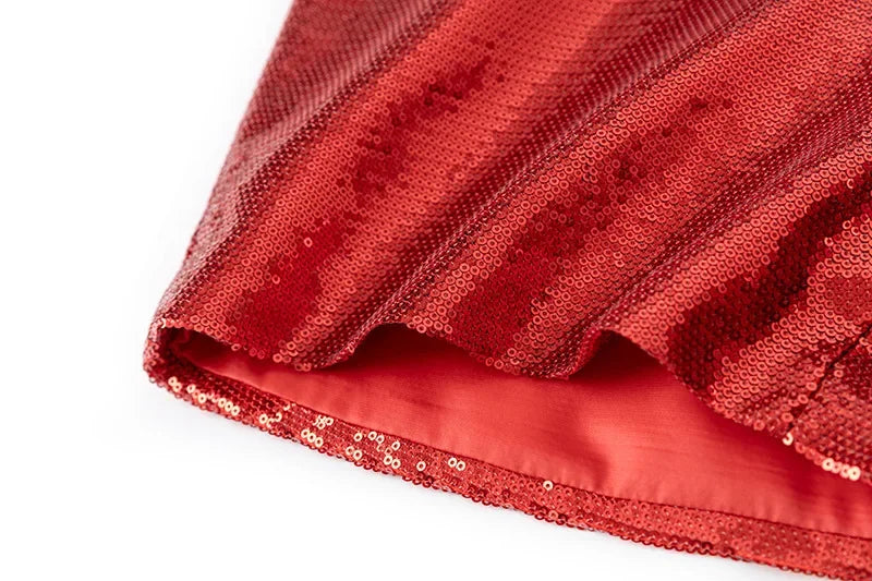 Christmas Red Sequins Two-Piece Suit Top & Shorts