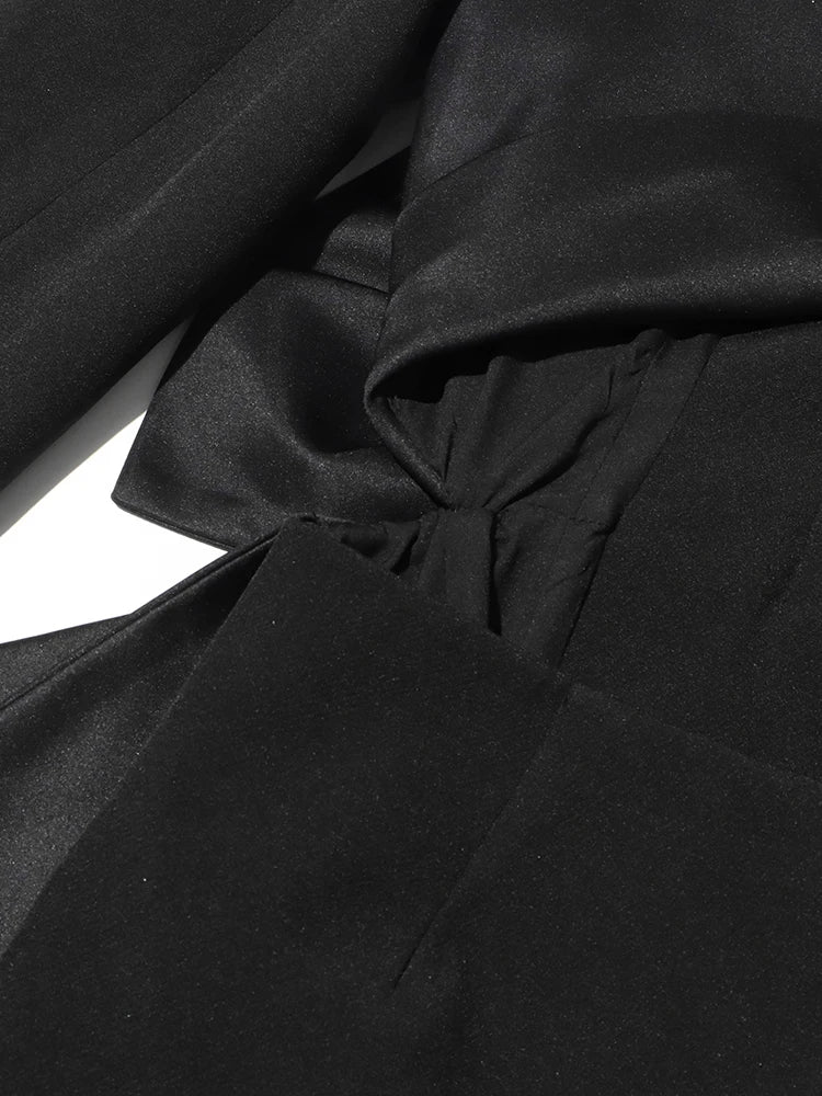 Hollow Out Bowknot Blazer | Women's Notched Collar Tunic