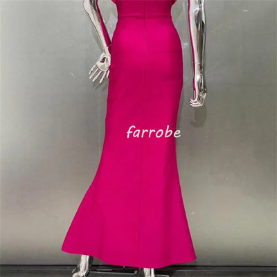 Modern Handmade Flower Pleat Mermaid Strapless Long Dress