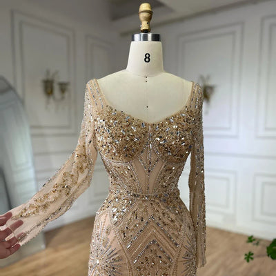 Luxury Pink Mermaid Beaded Evening Dress | Formal Occasion Gown