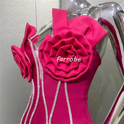 Modern Handmade Flower Pleat Mermaid Strapless Long Dress