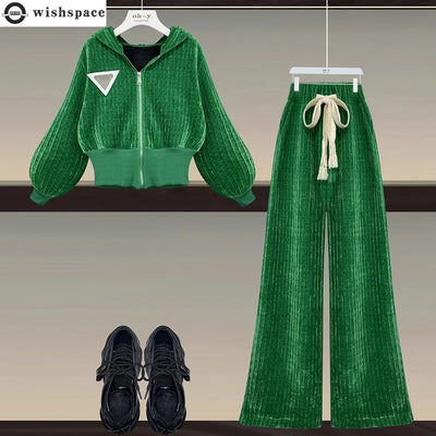 Elegant Slim Fit Corduroy Jacket & Pants Two-Piece Set