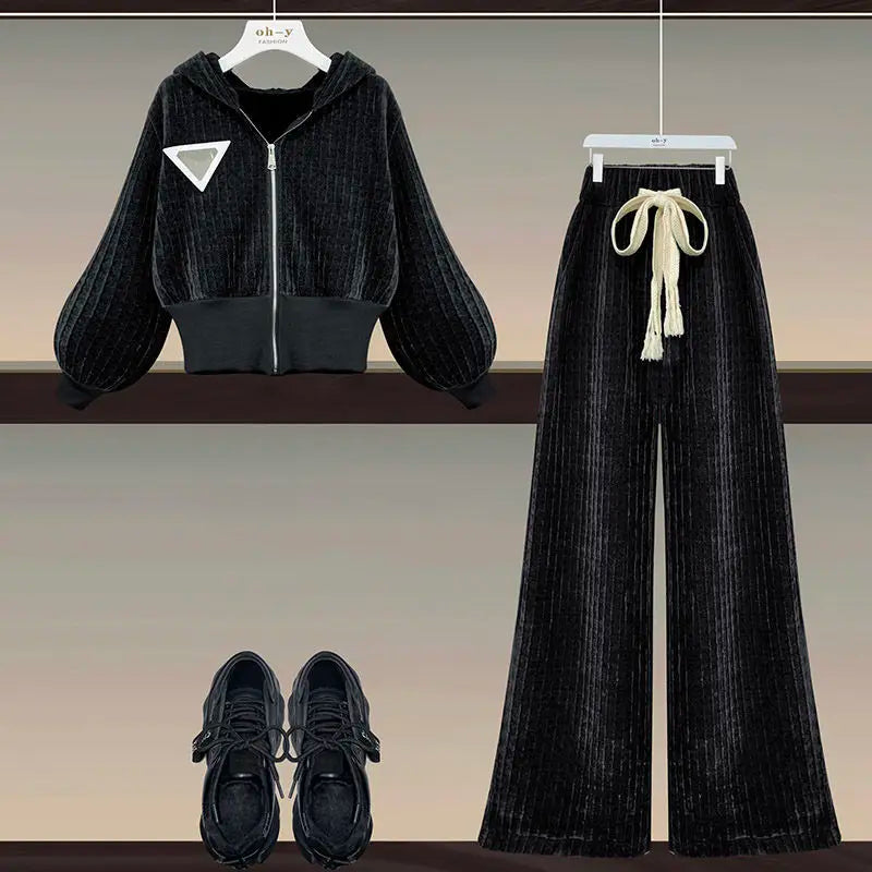 Elegant Slim Fit Corduroy Jacket & Pants Two-Piece Set