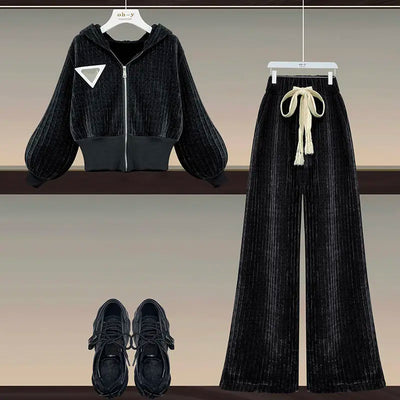 Elegant Slim Fit Corduroy Jacket & Pants Two-Piece Set