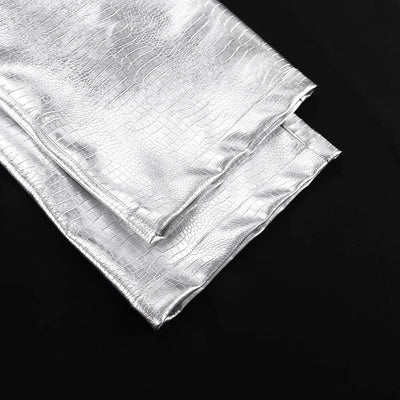 High Waisted Baggy PU Pants | Silver & Gold Loose Trousers