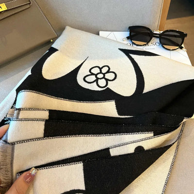 Elegant Floral Acrylic Cashmere Scarf Shawl