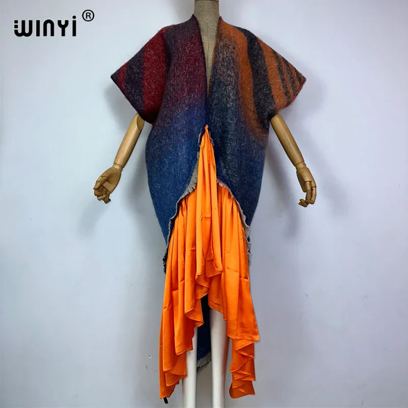 Winter Women’s Luxury Geometric Print Fur Overcoat