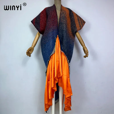 Winter Women’s Luxury Geometric Print Fur Overcoat