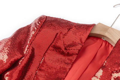 Christmas Red Sequins Two-Piece Suit Top & Shorts