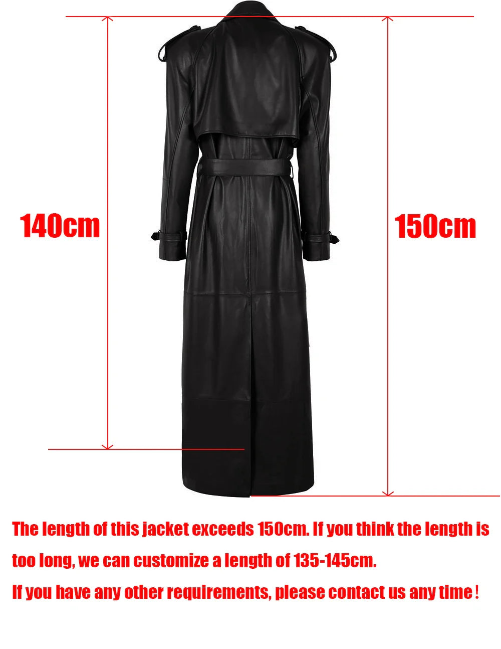 Long Real Leather Trench Coat for Women - Double Breasted Suede