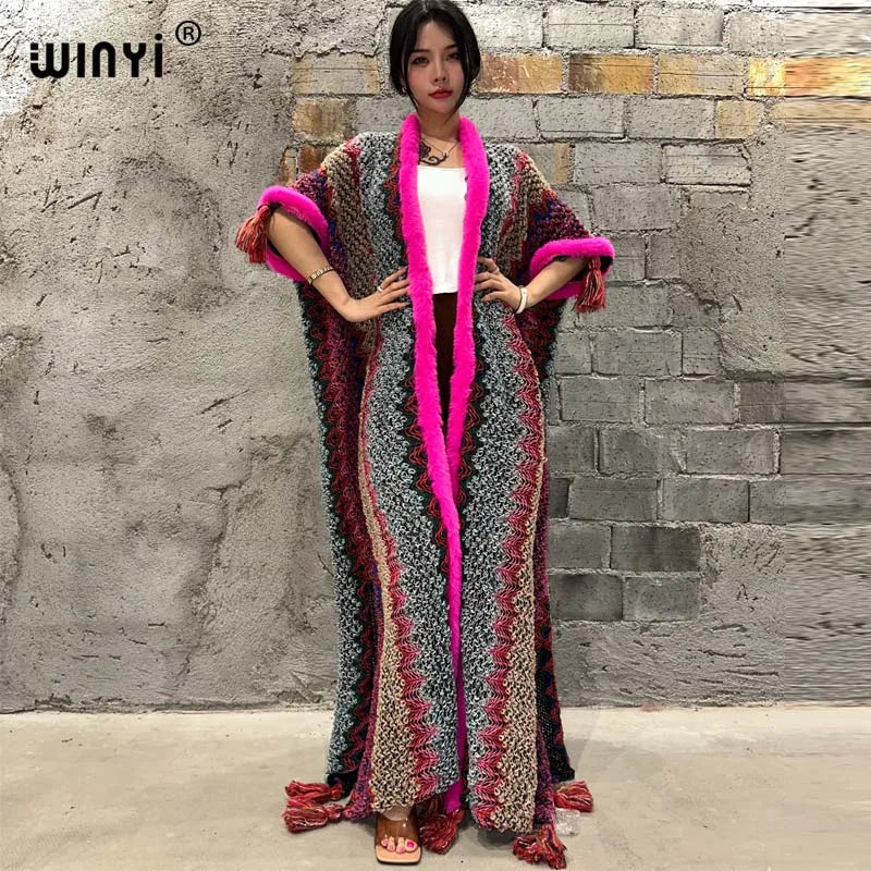 Women's Winter Knitted Tassel Cardigan Coat - Warm, Fashionable, Free Size