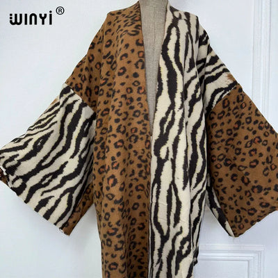 Winter Coat for Women | Retro Print Tassel Loose Overcoat with Fur | Long and Warm Bohemian Style