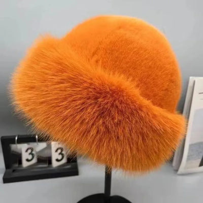 Winter Fluffy Fur Bucket Hat with Ear Protection