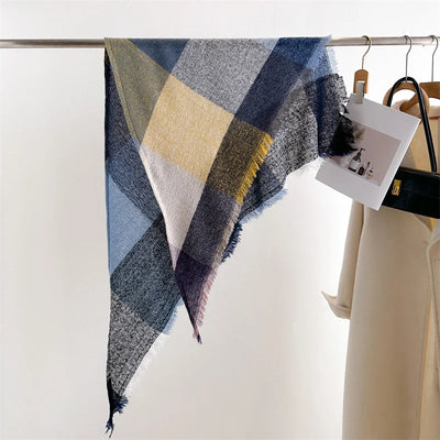 Luxury Fashion Plaid Cashmere Winter Shawl Scarf | Warm Triangle Wraps
