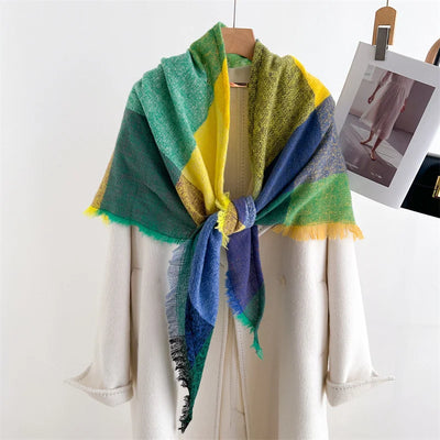 Luxury Fashion Plaid Cashmere Winter Shawl Scarf | Warm Triangle Wraps