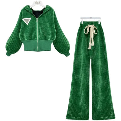 Elegant Slim Fit Corduroy Jacket & Pants Two-Piece Set